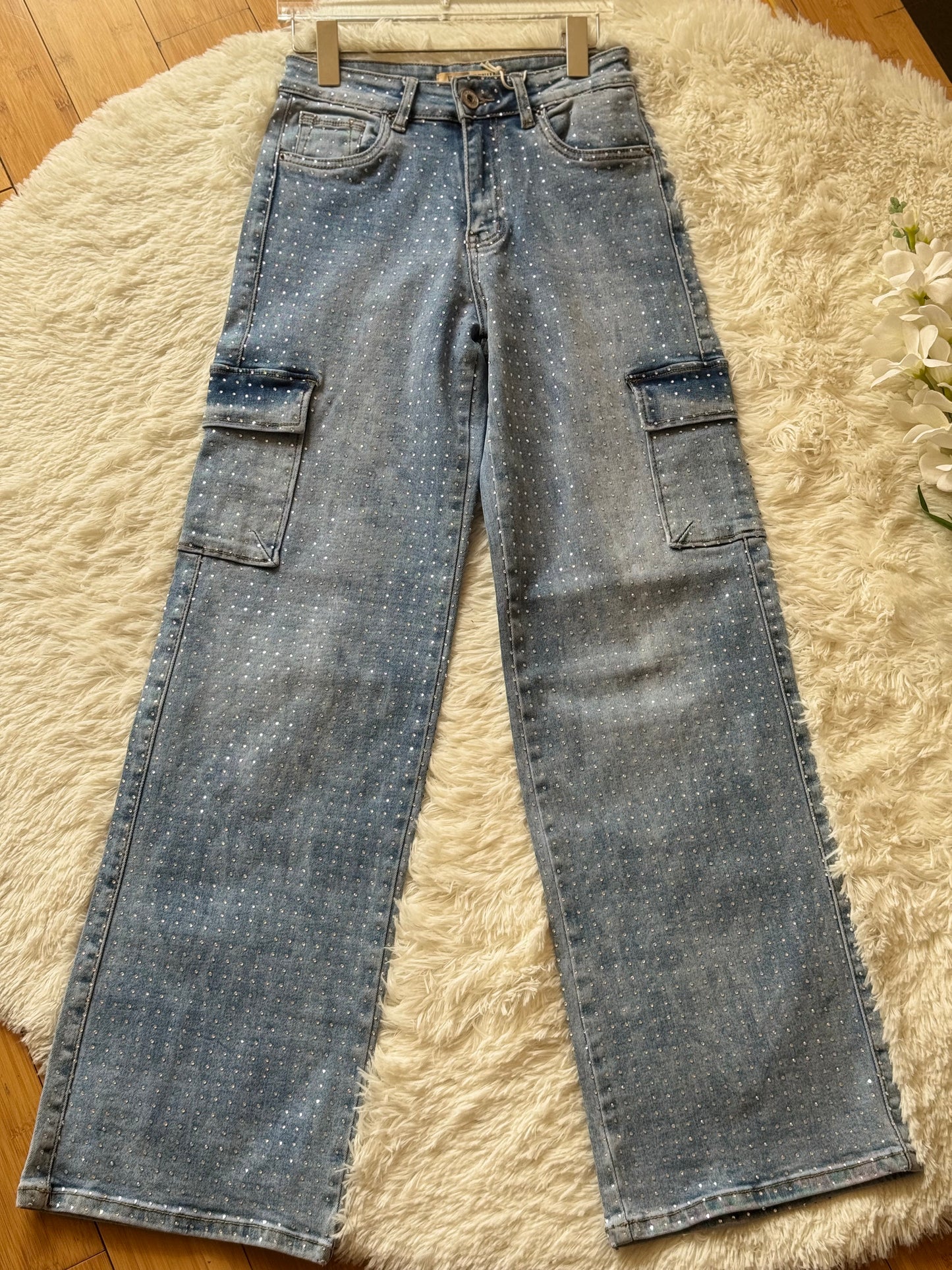 Pantalón cargo brillos