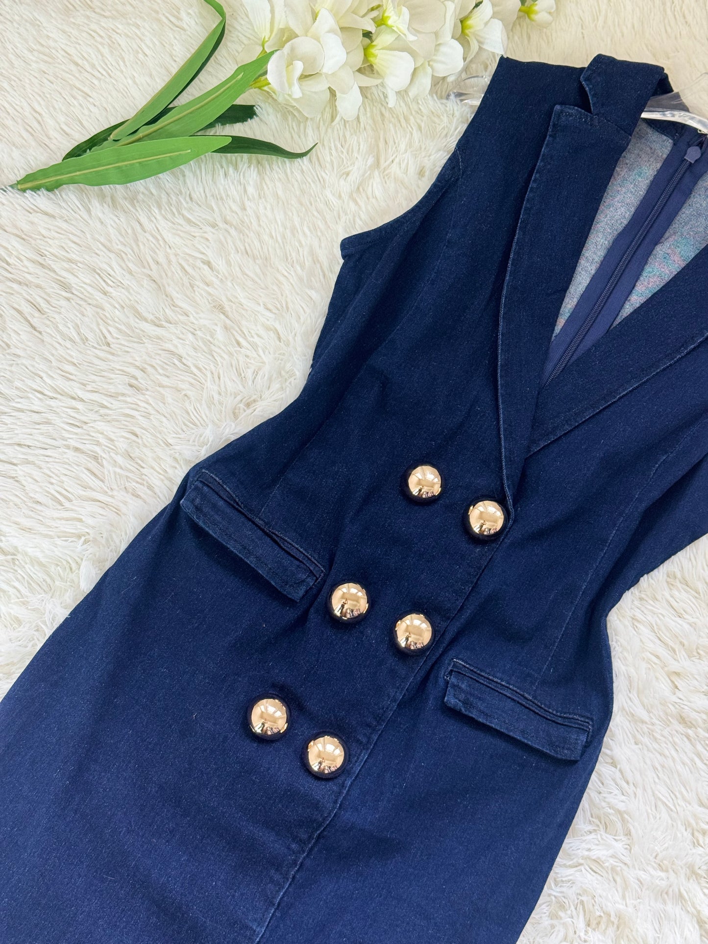 Vestido sastre de mezclilla con botones