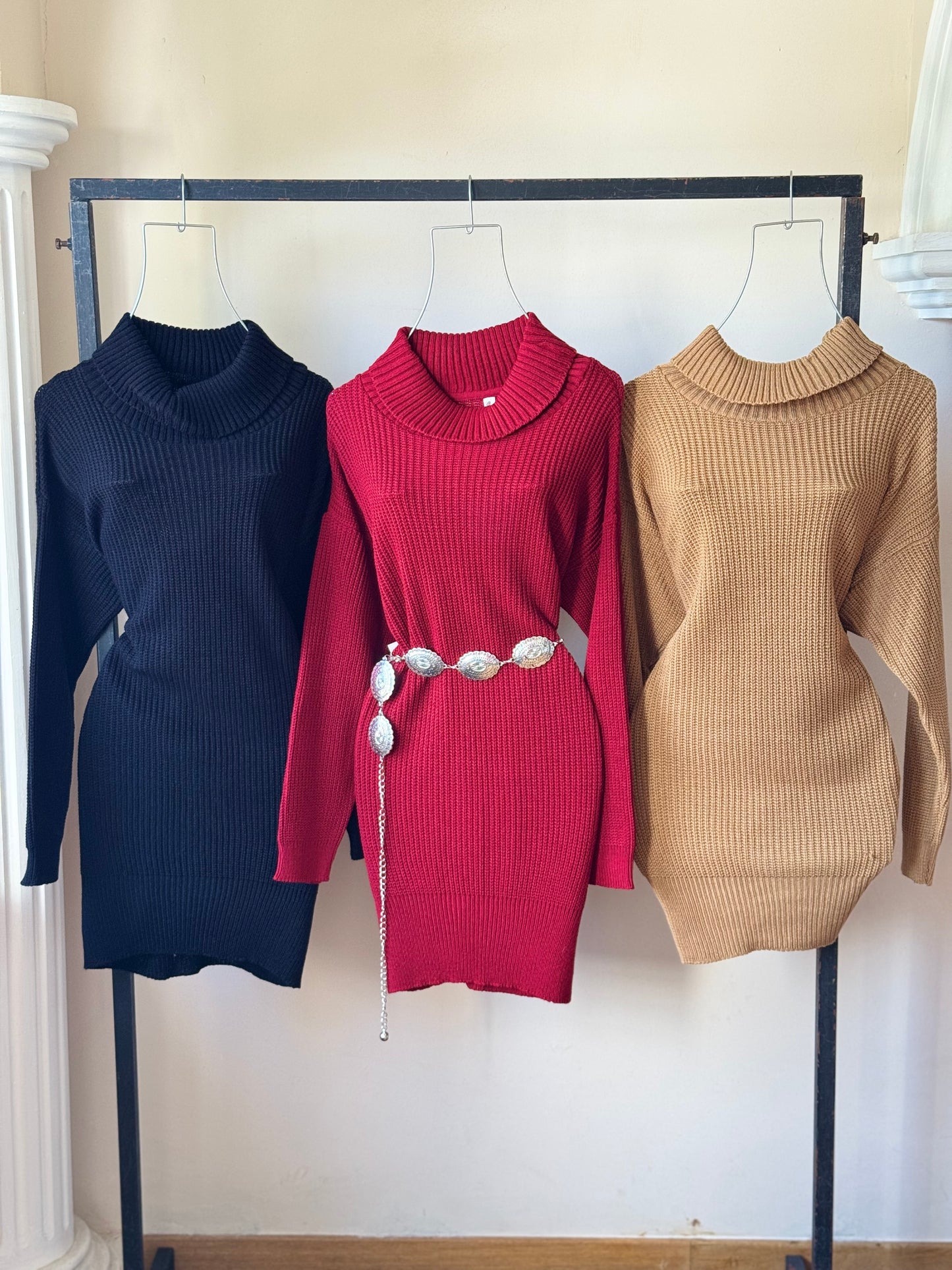 Vestido tejido cuello tortuga