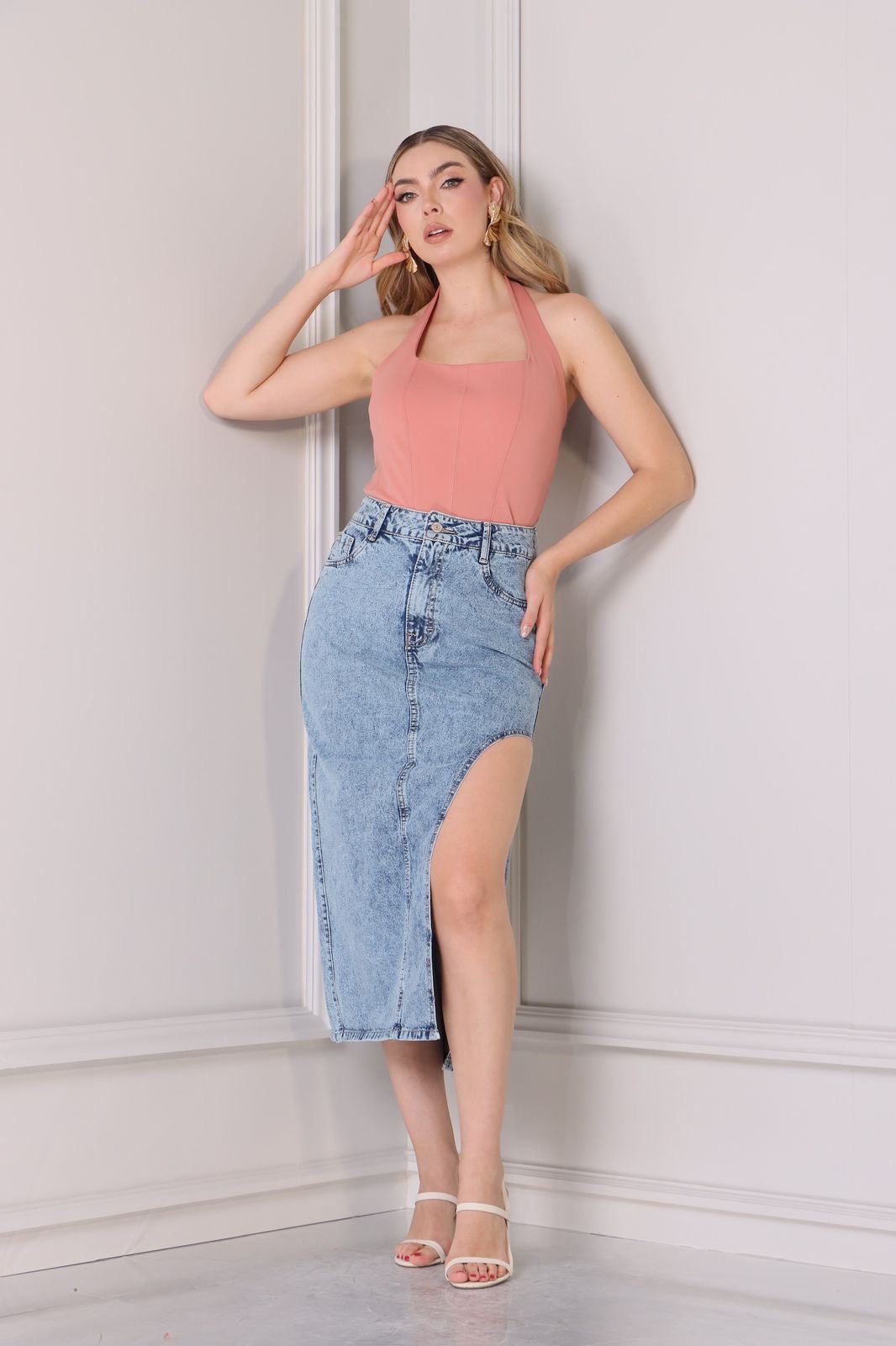 Falda maxi mezclilla