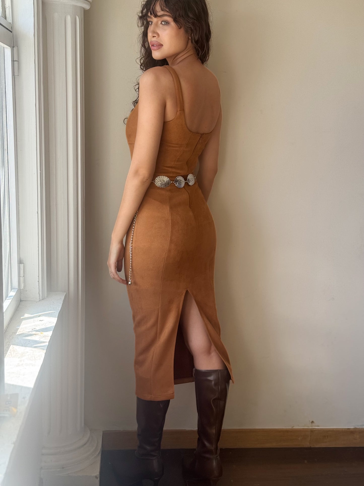 Vestido De Gamuza Tirantes