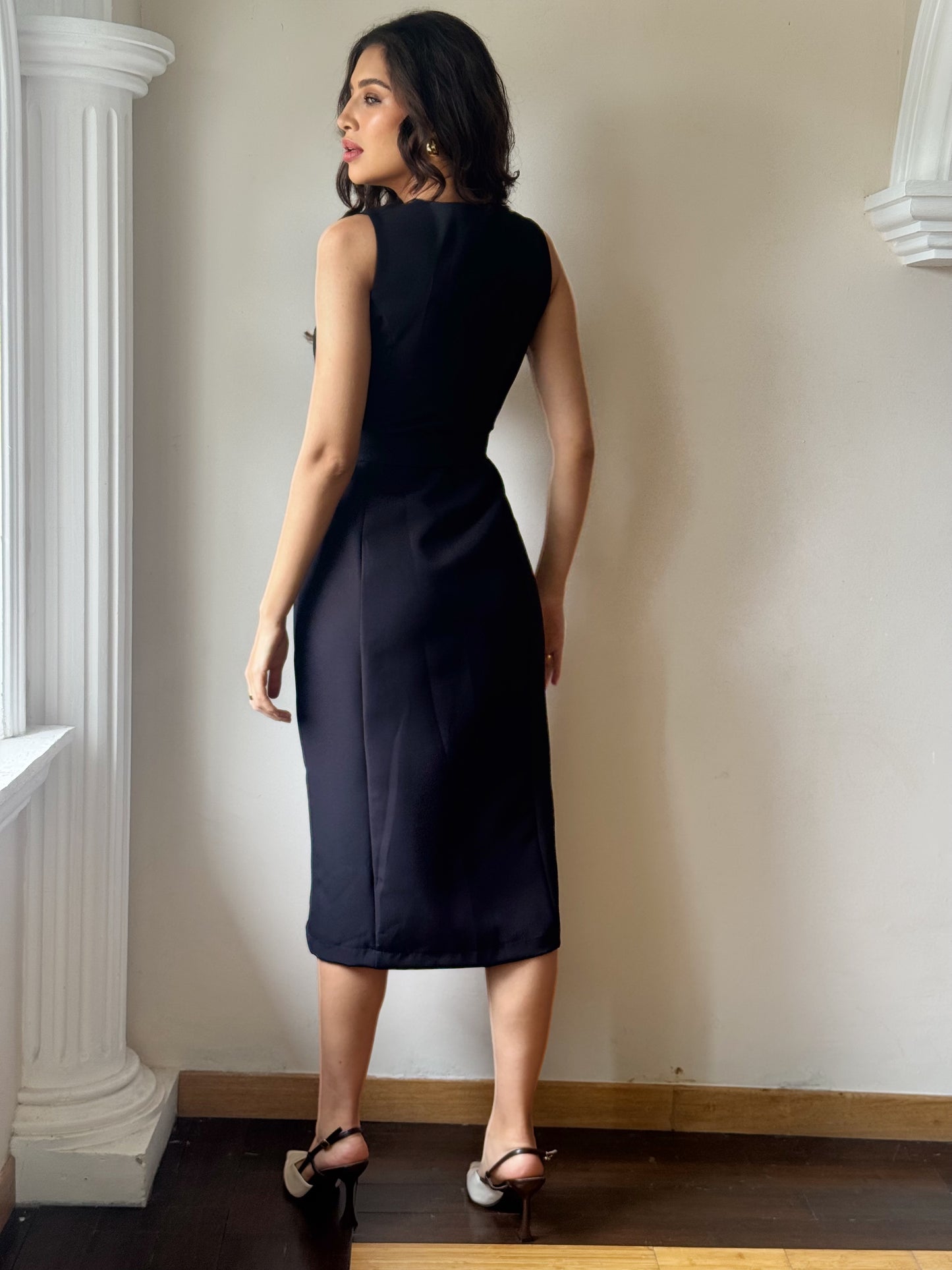 Maxi vestido con cinturón