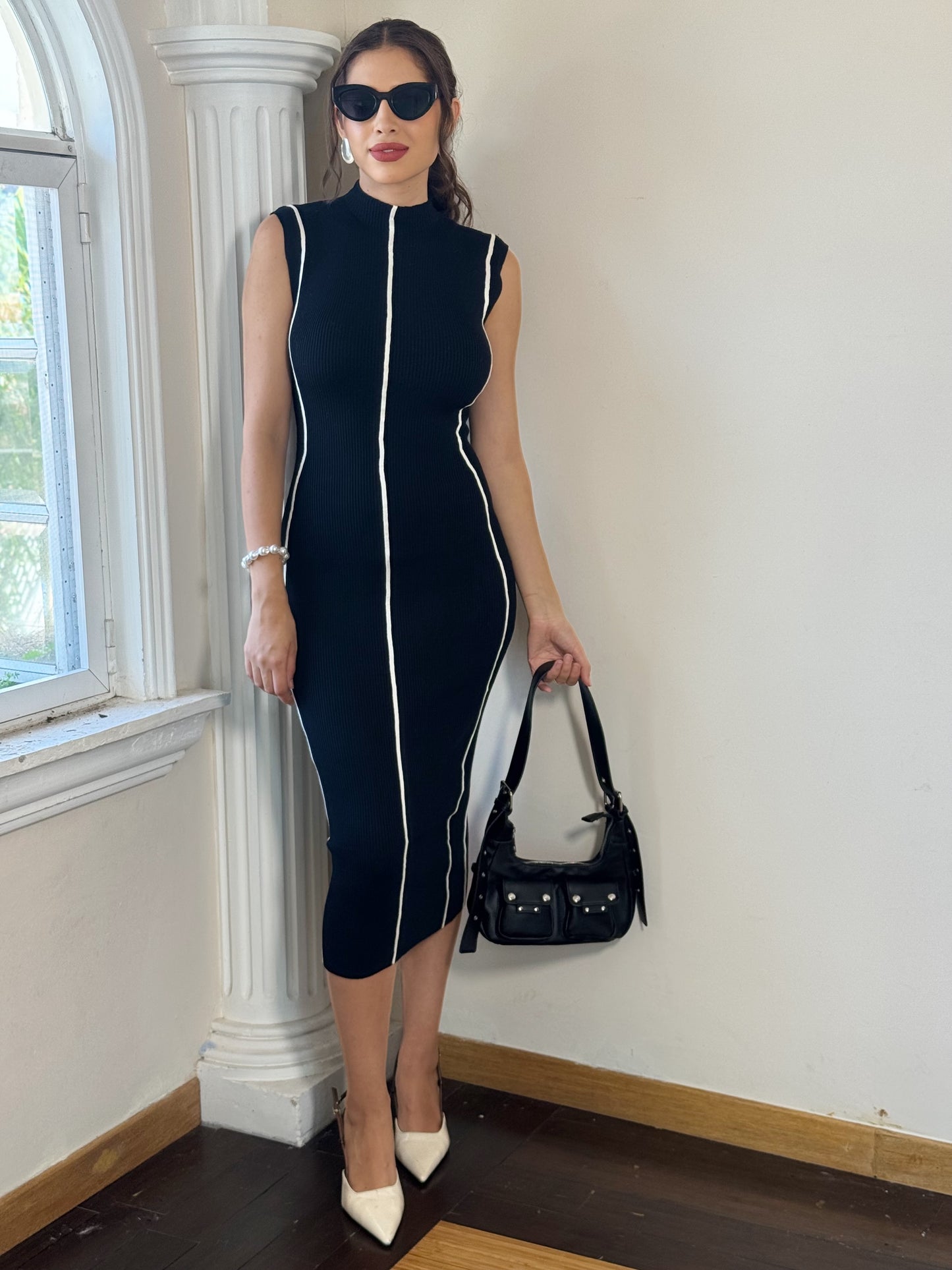 Vestido lápiz con líneas