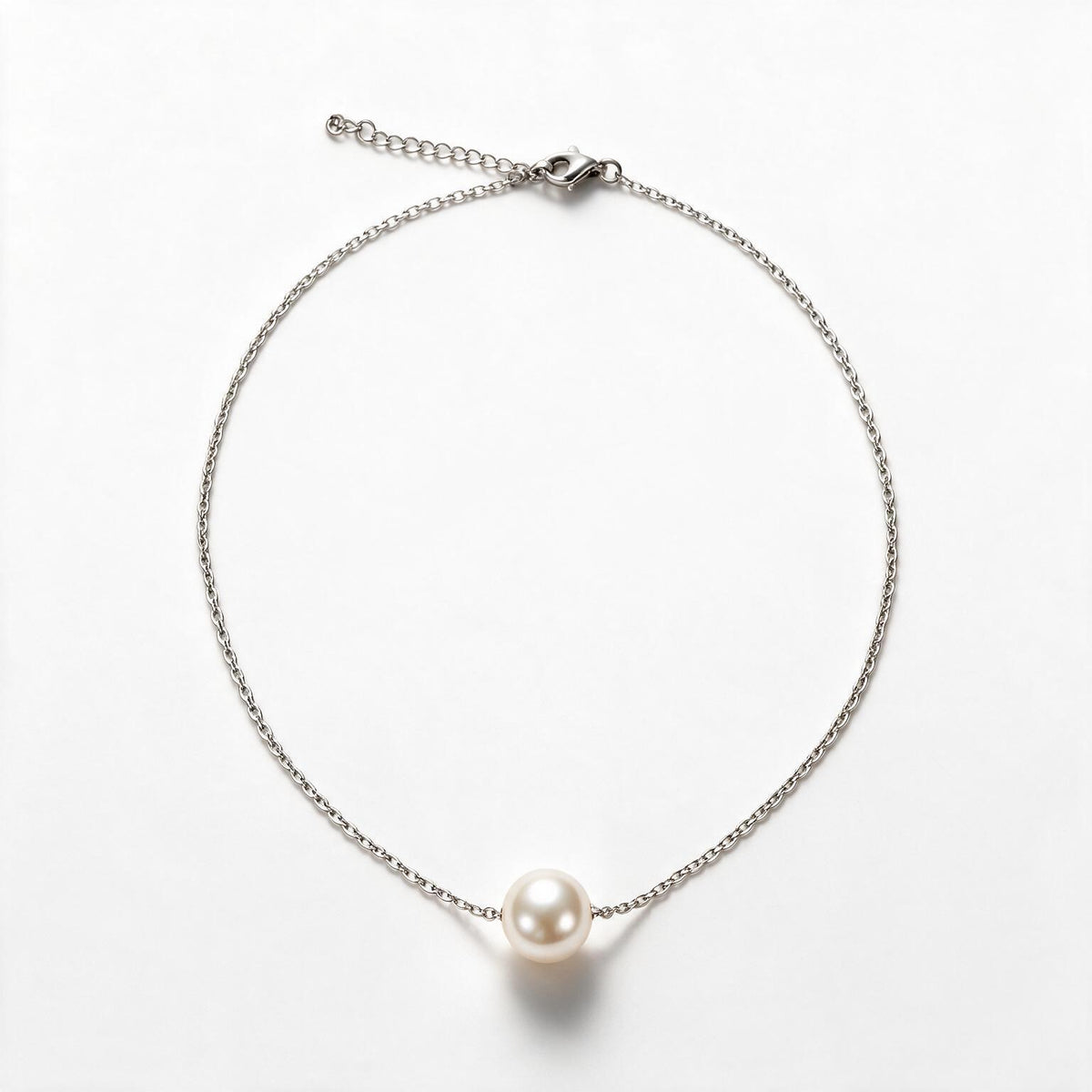 COLLAR PERLA PLATEADO