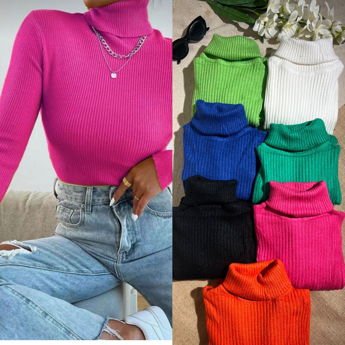 Blusa cuello alto tejida