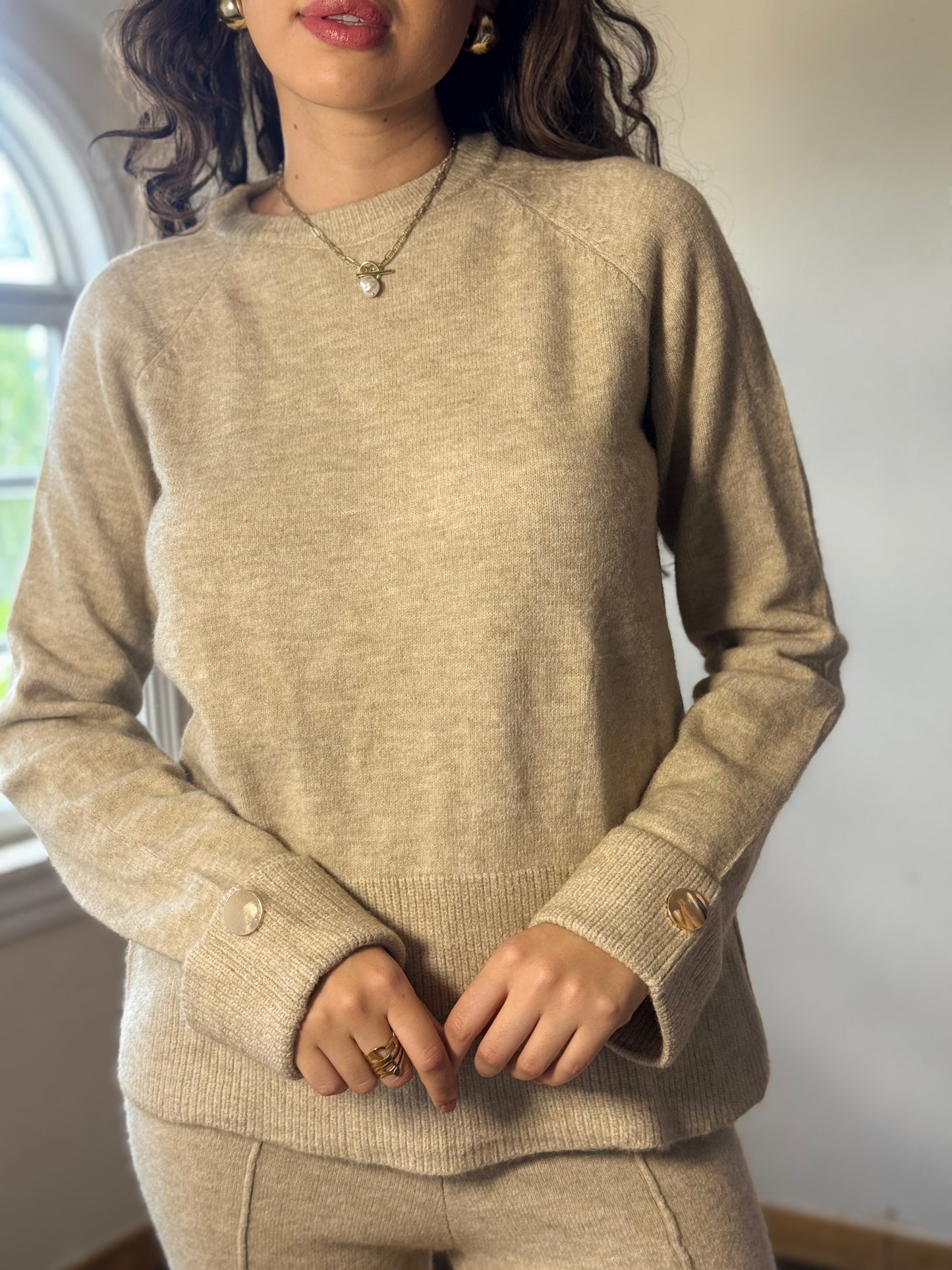 Conjunto tejido cuello redondo