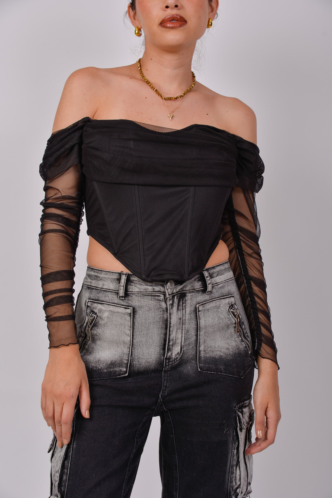 Corset Mesh con mangas