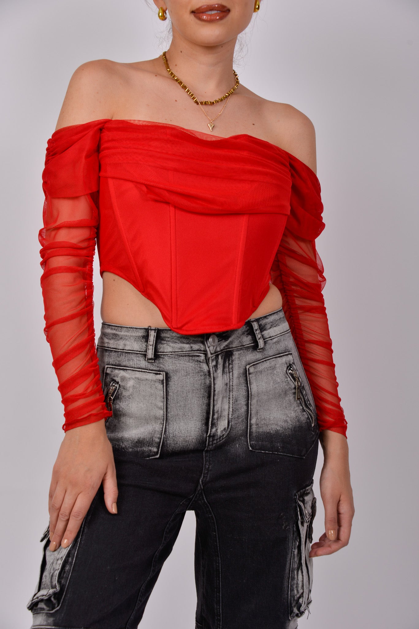 Corset Mesh con mangas