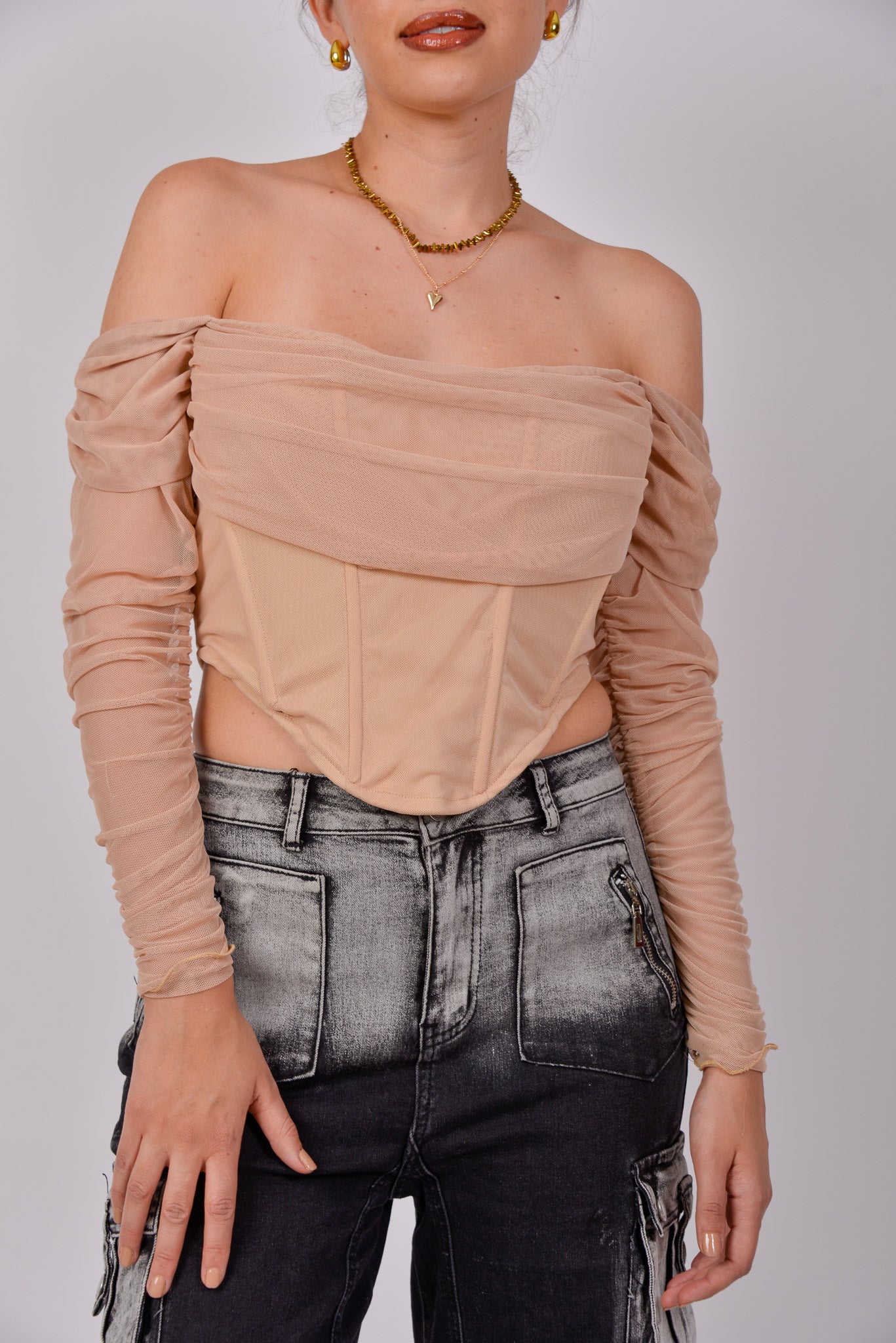 Corset Mesh con mangas