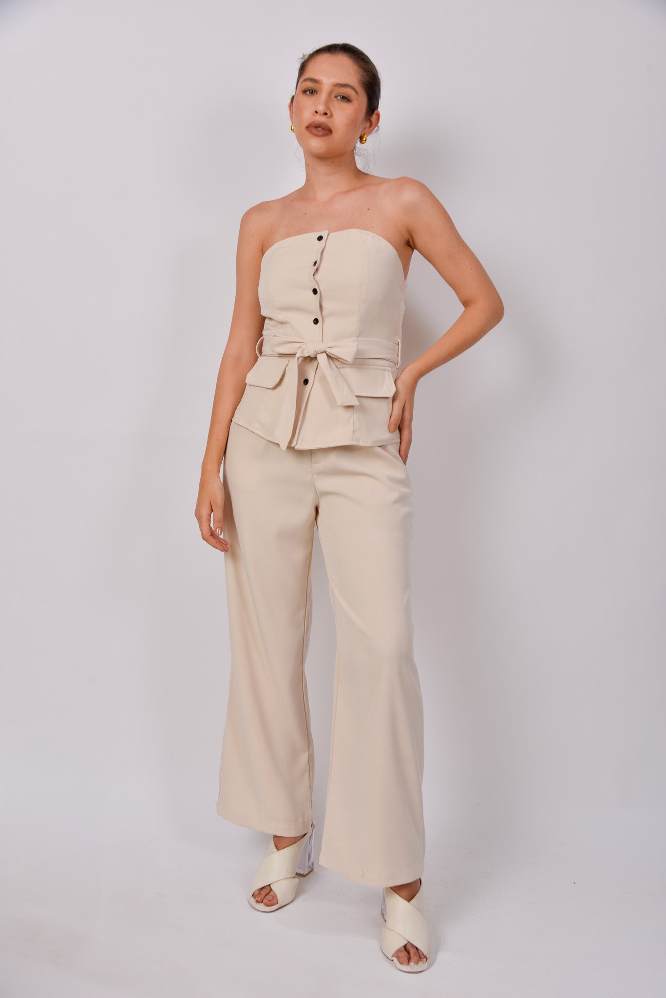 Conjunto de vestir blusa strapless