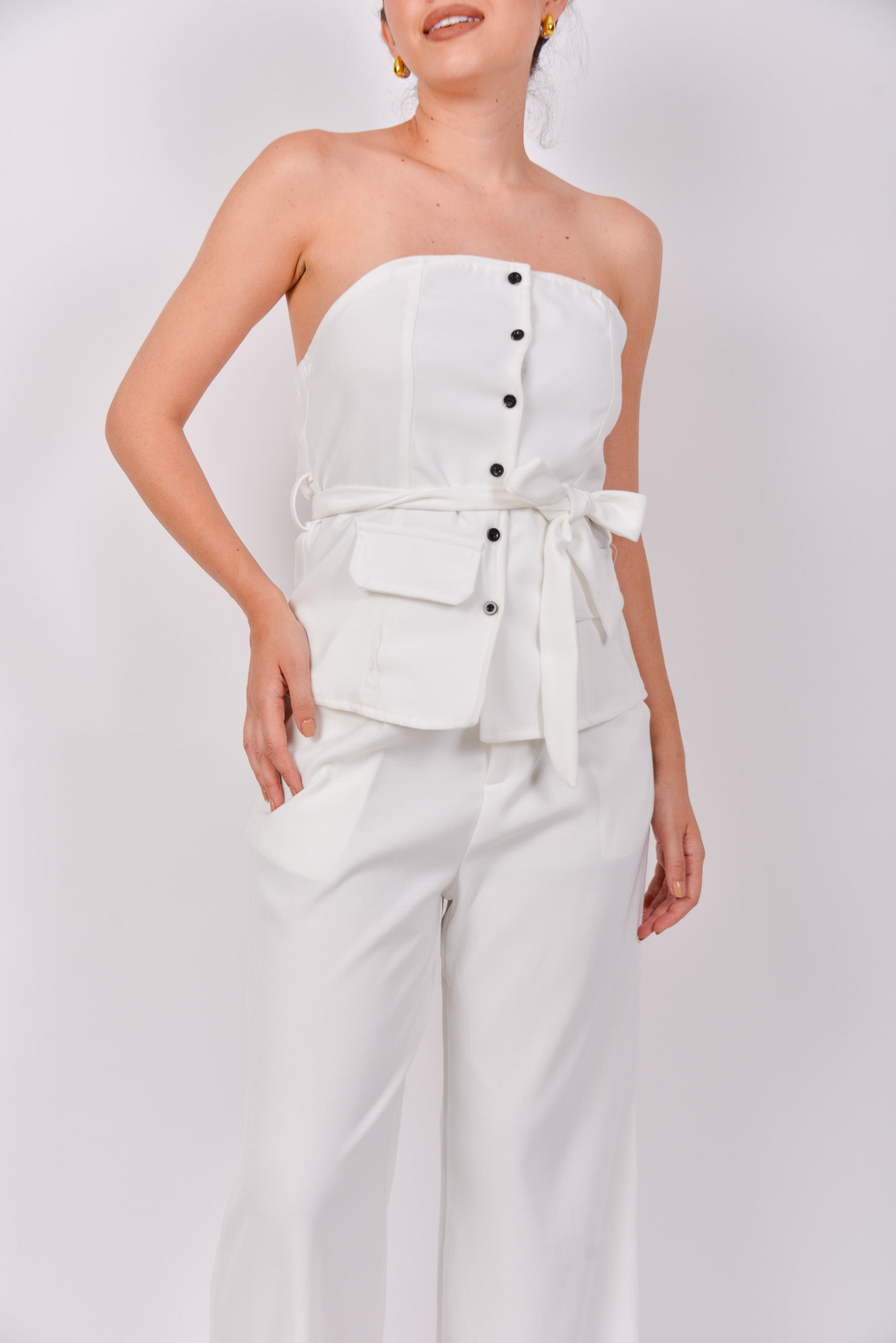 Conjunto de vestir blusa strapless