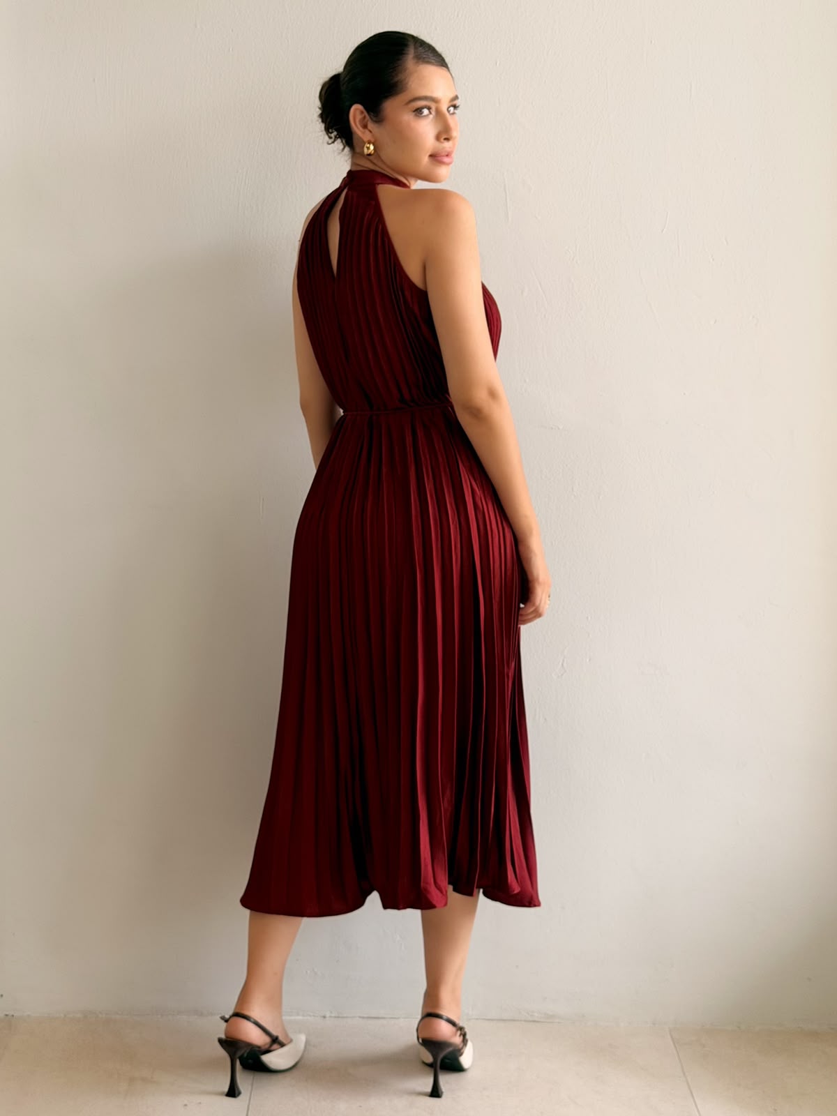 Vestido Plisado Halter