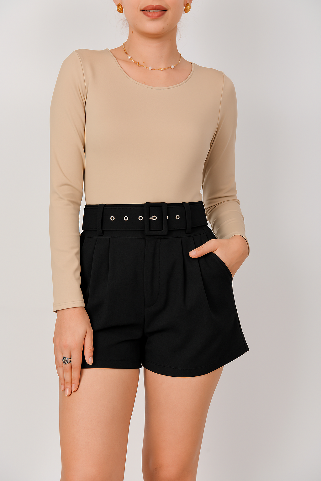 Short de vestir con cinturon