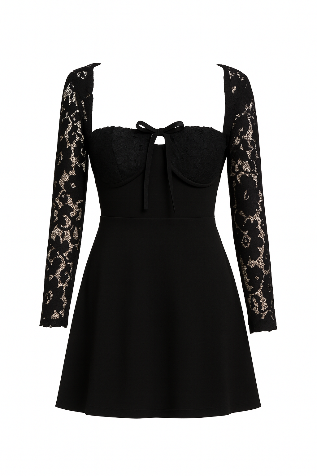 Vestido manga de encaje
