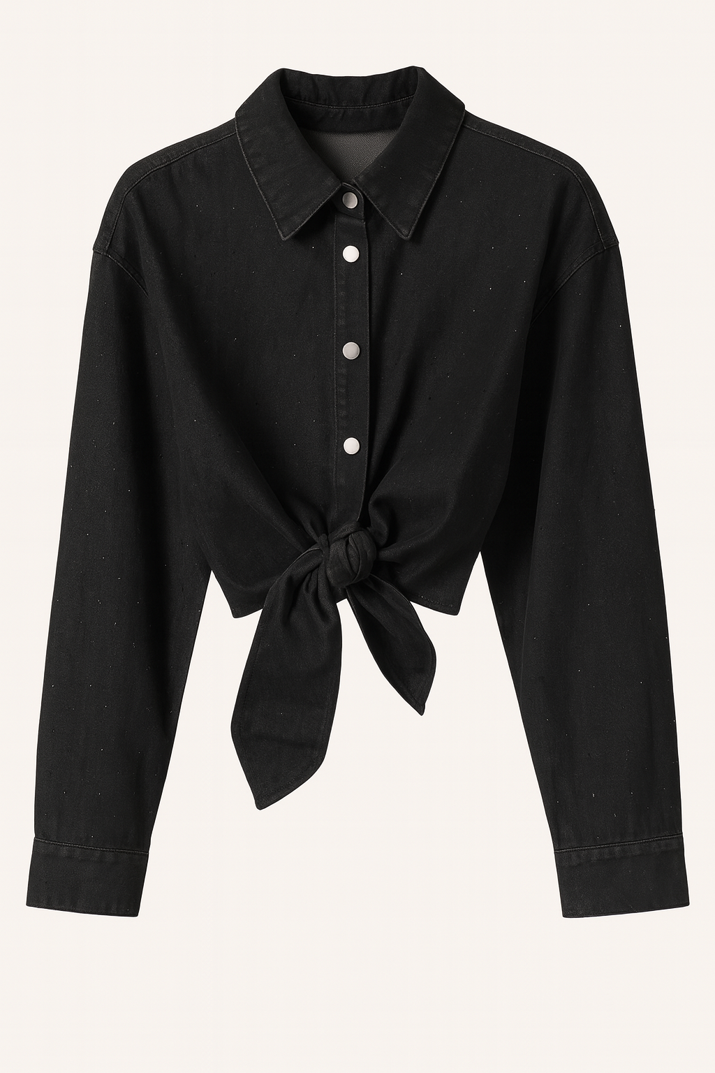 Camisa de mezclilla con brillos y nudo