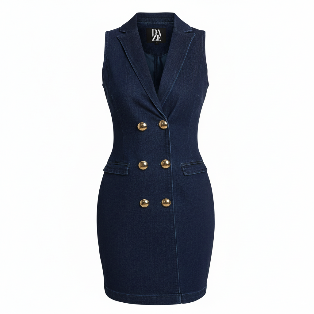Vestido sastre de mezclilla con botones