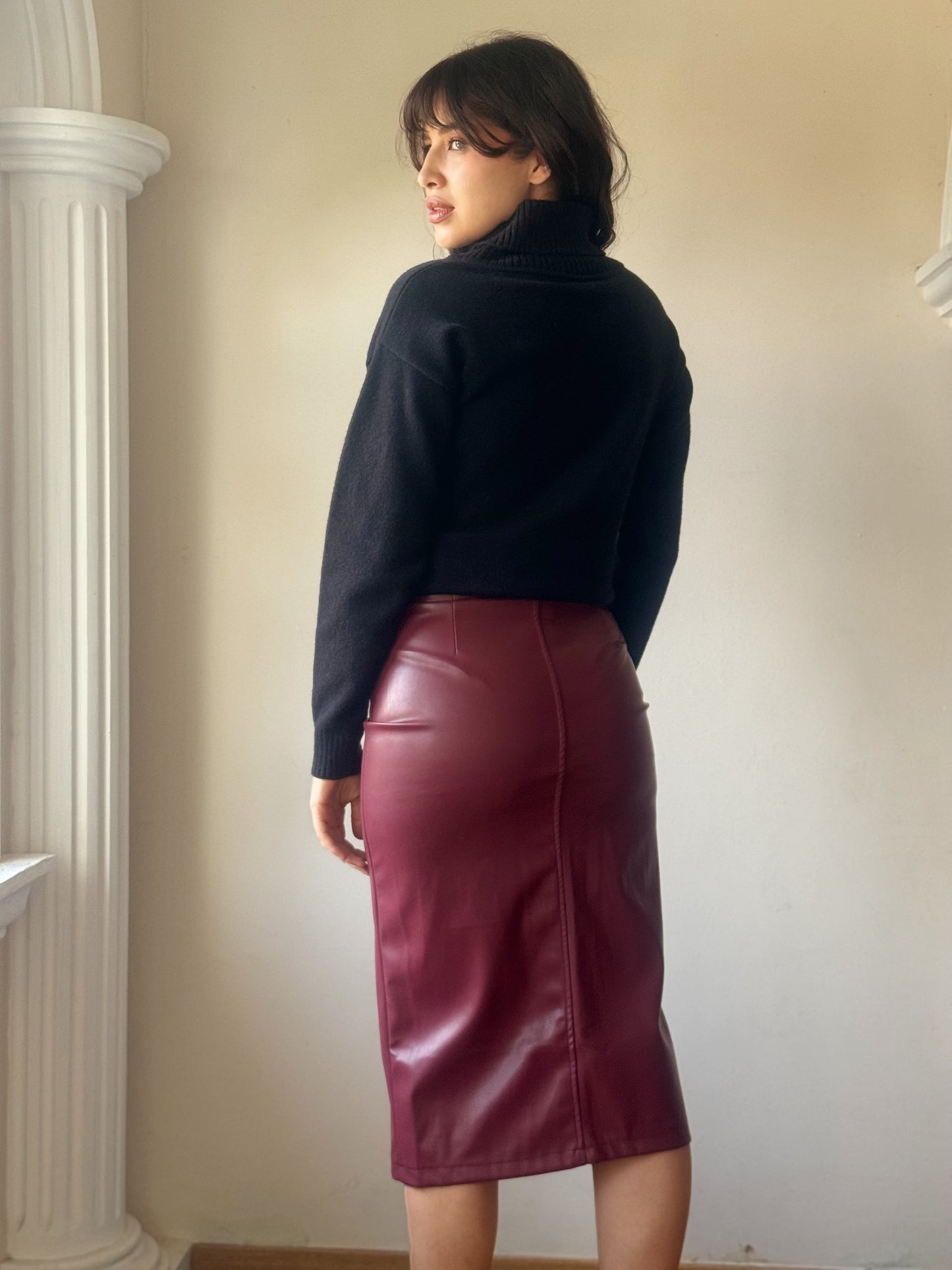 Maxi falda de vinipiel