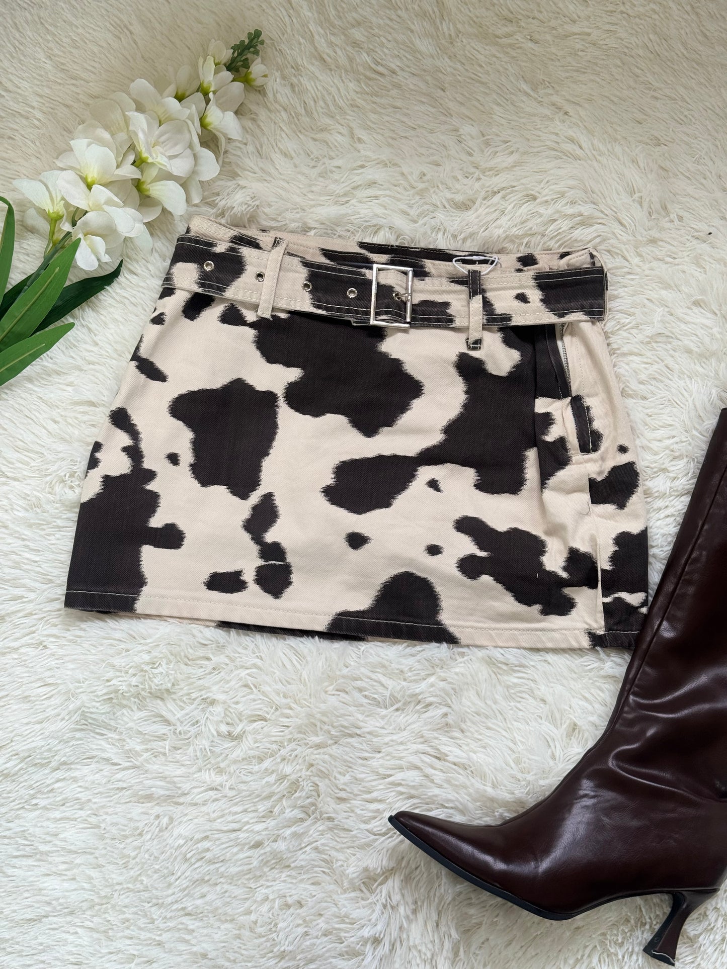 Falda short de vaca