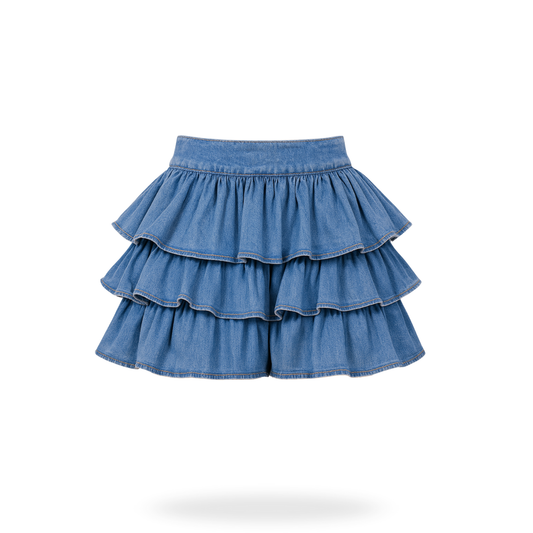 Falda mezclilla con olanes