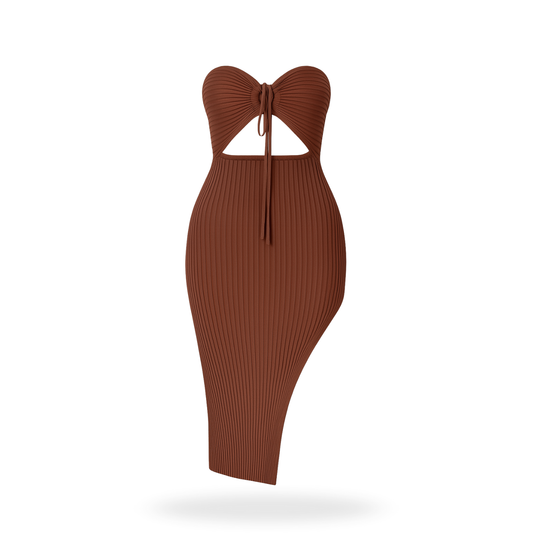 Vestido halter tela acanalada