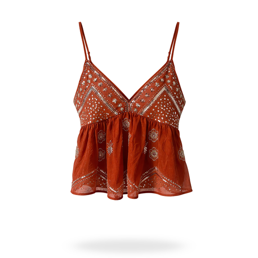 Blusa de tirantes bordada con lentejuela