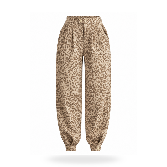 Pantalon Leopardo Con Pinzas