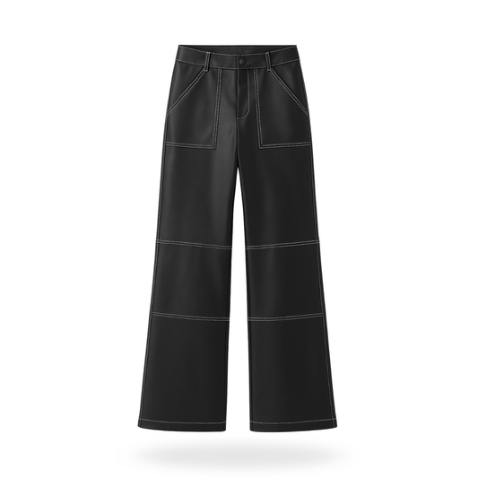 Pantalón de vinipiel con costura