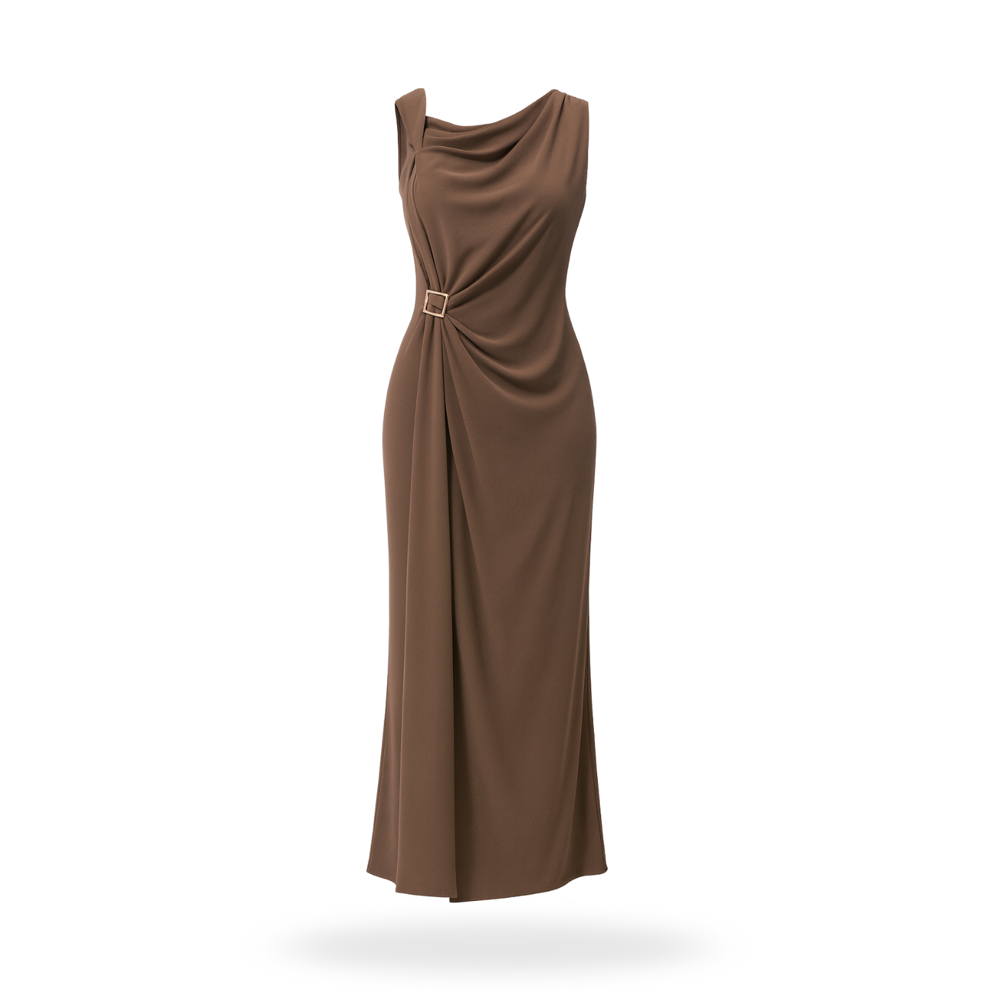 Vestido un hombro con broche