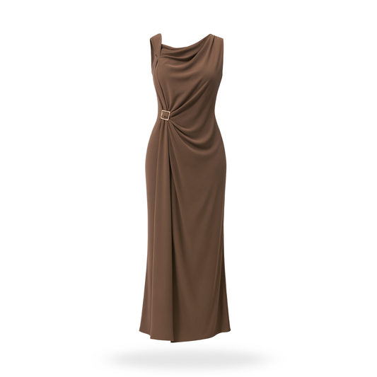 Vestido un hombro con broche