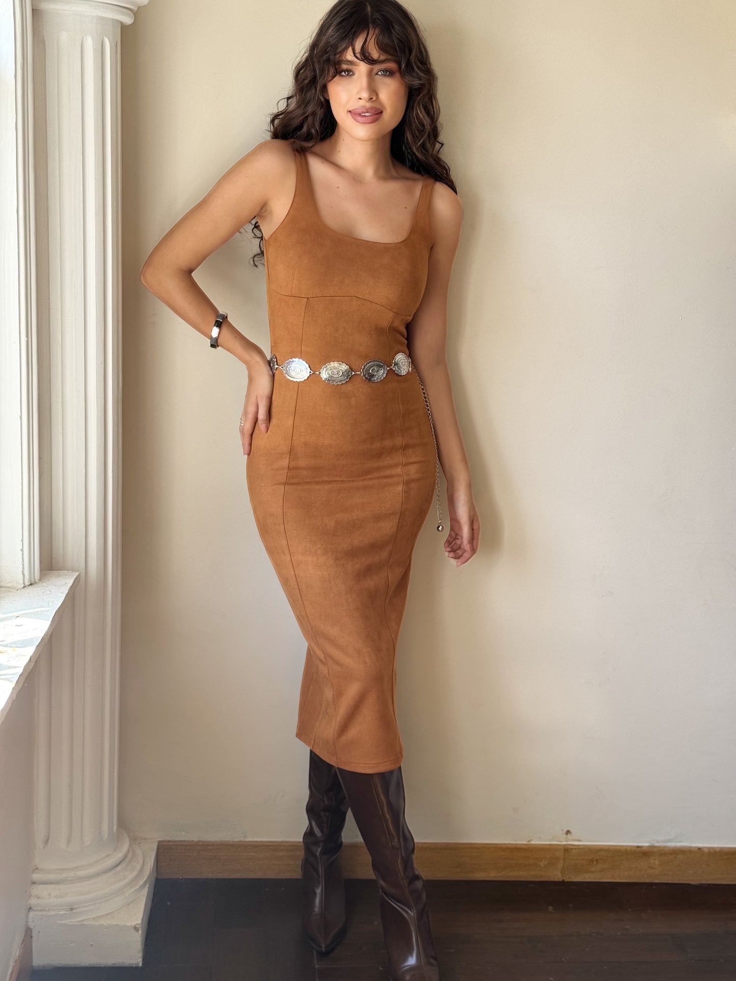 Vestido De Gamuza Tirantes