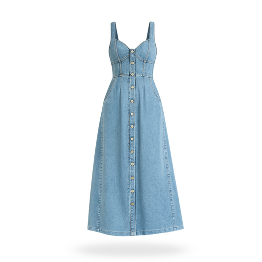 Vestido de tirantes de mezclilla con botones