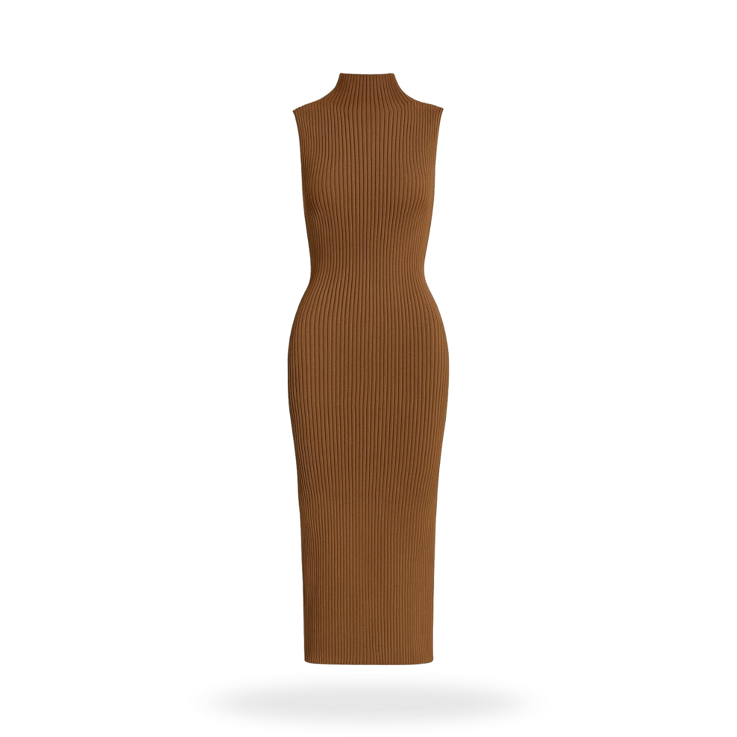 Vestido tejido cuello alto sin mangas