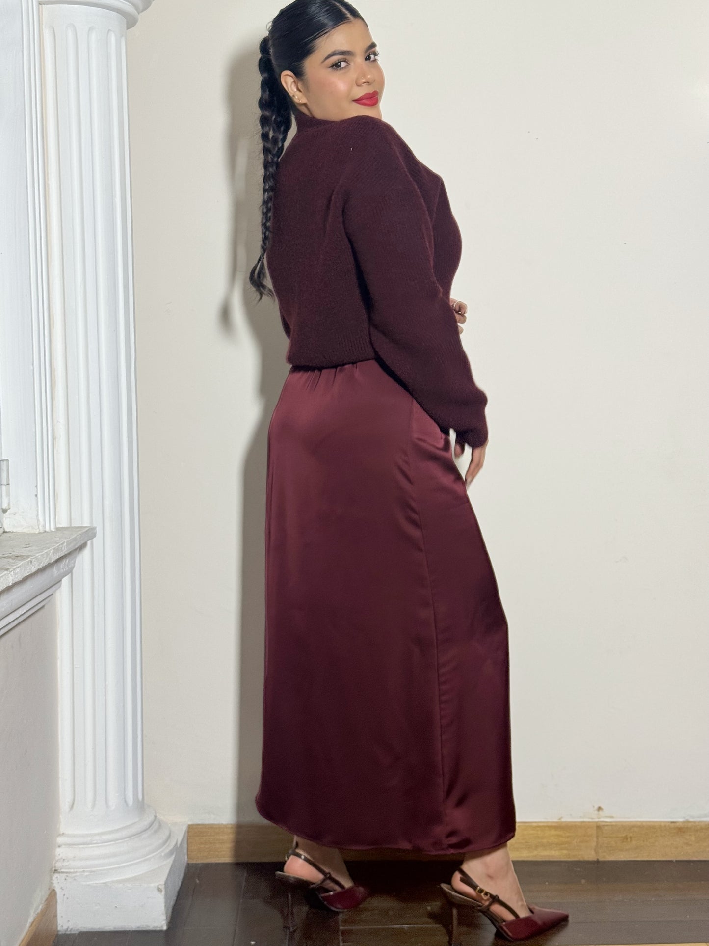 Maxi falda satin