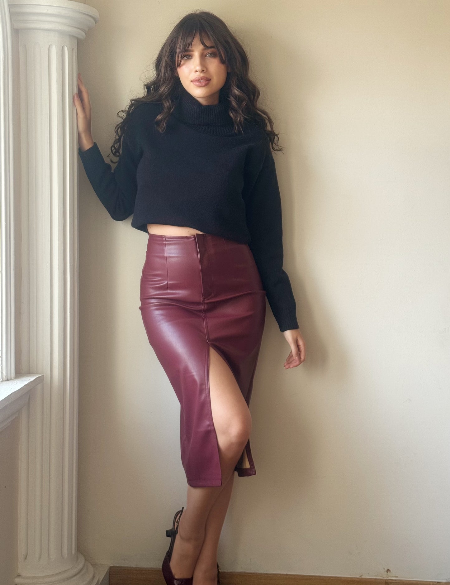 Maxi falda de vinipiel