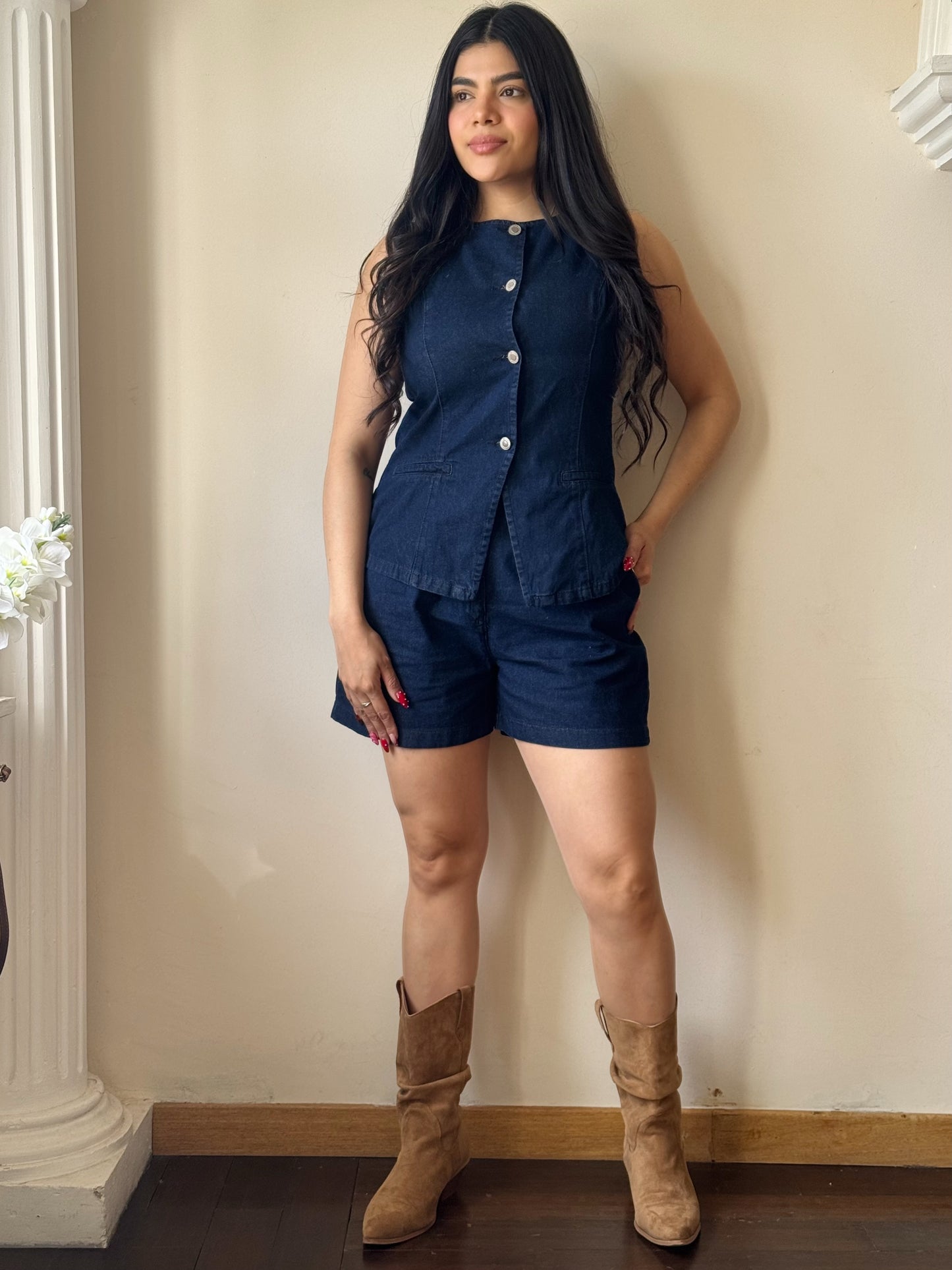 Conjunto de Mezclilla chaleco con short