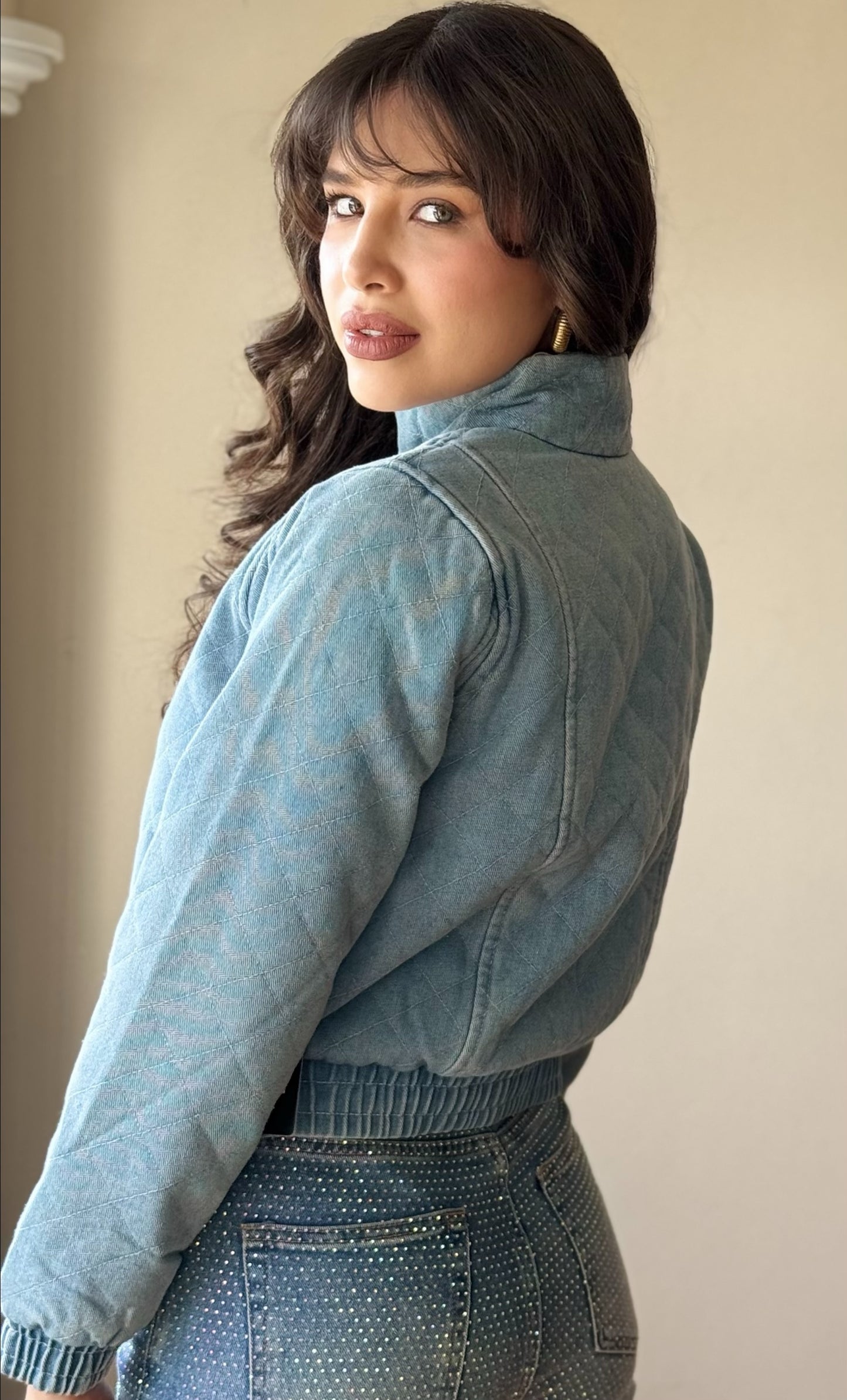 Chamarra capitonada de mezclilla