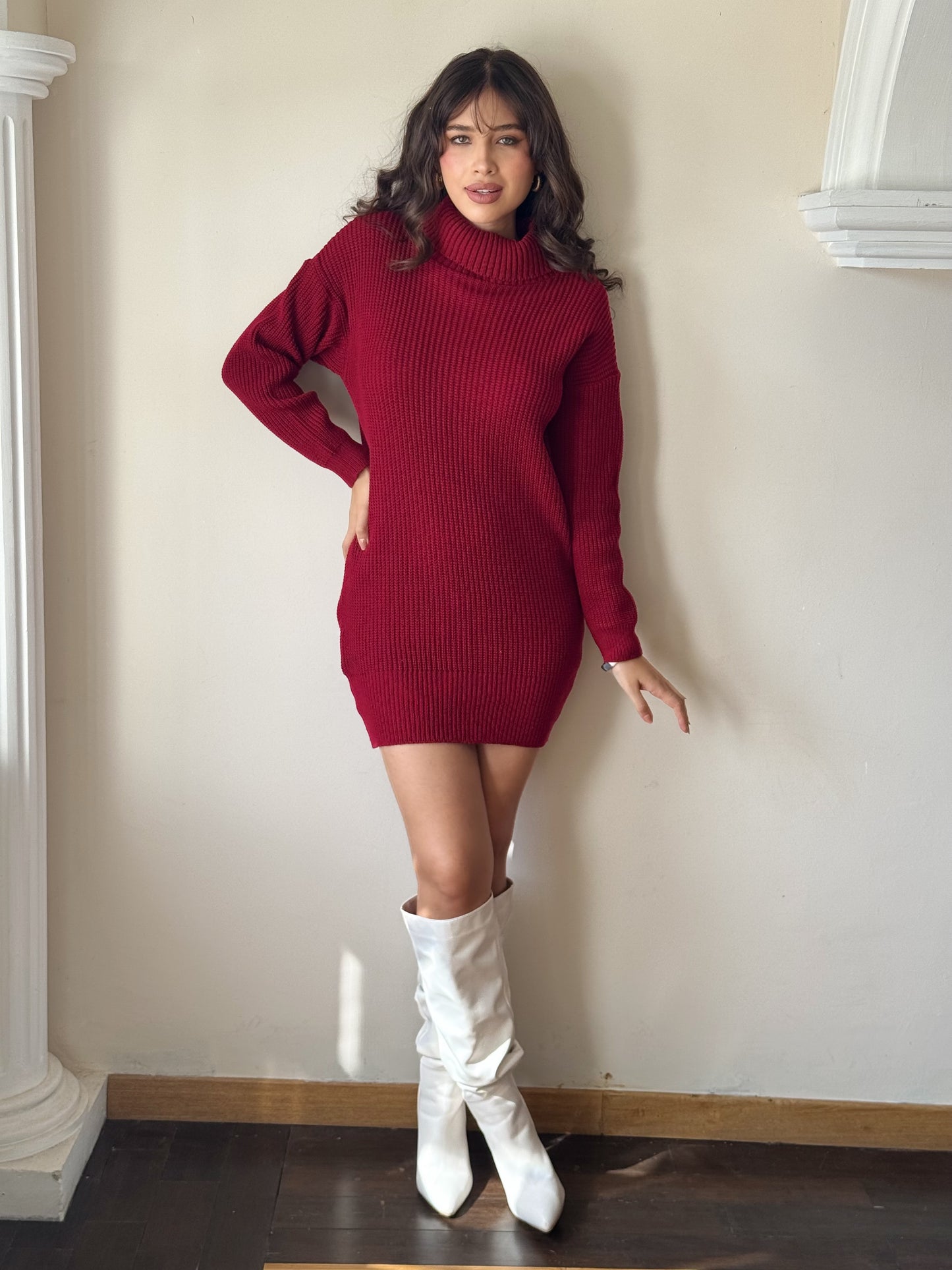 Vestido tejido cuello tortuga