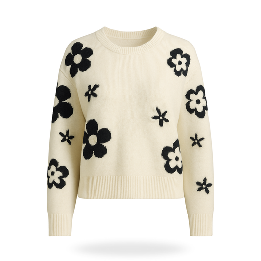 Suéter flor bordada.