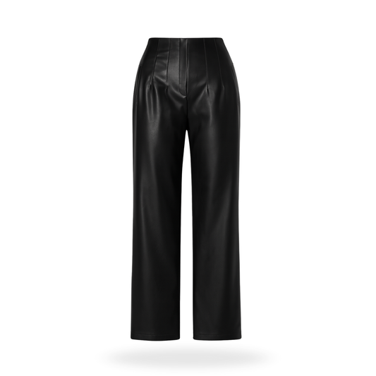 Pantalón con pinzas vinipiel