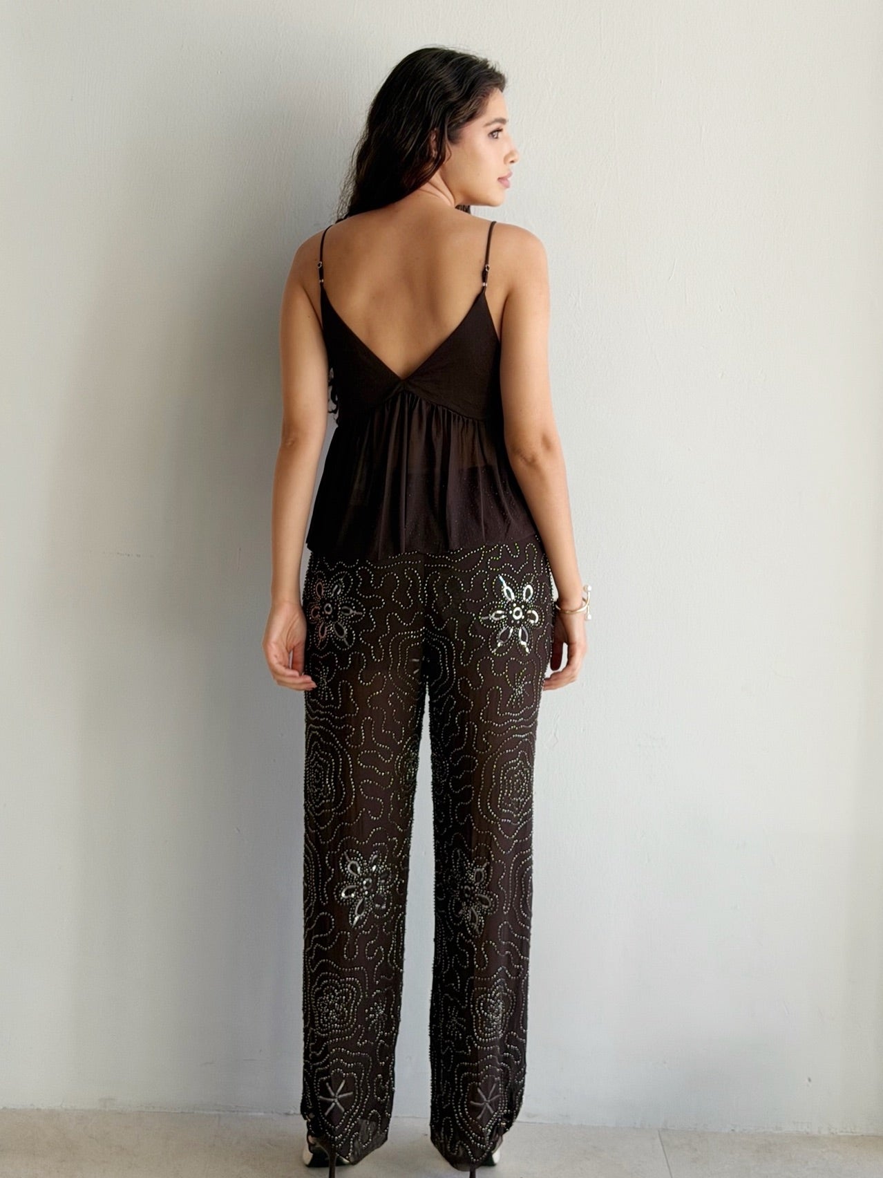 Conjunto de pantalon Bordado con Pedreria