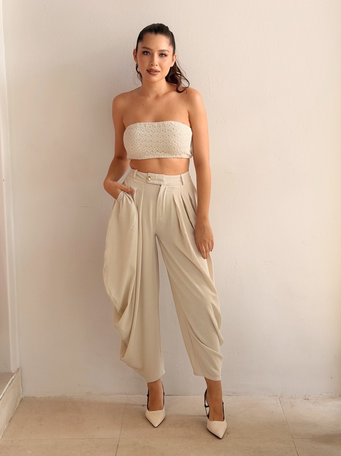 Pantalon Drapeado lino