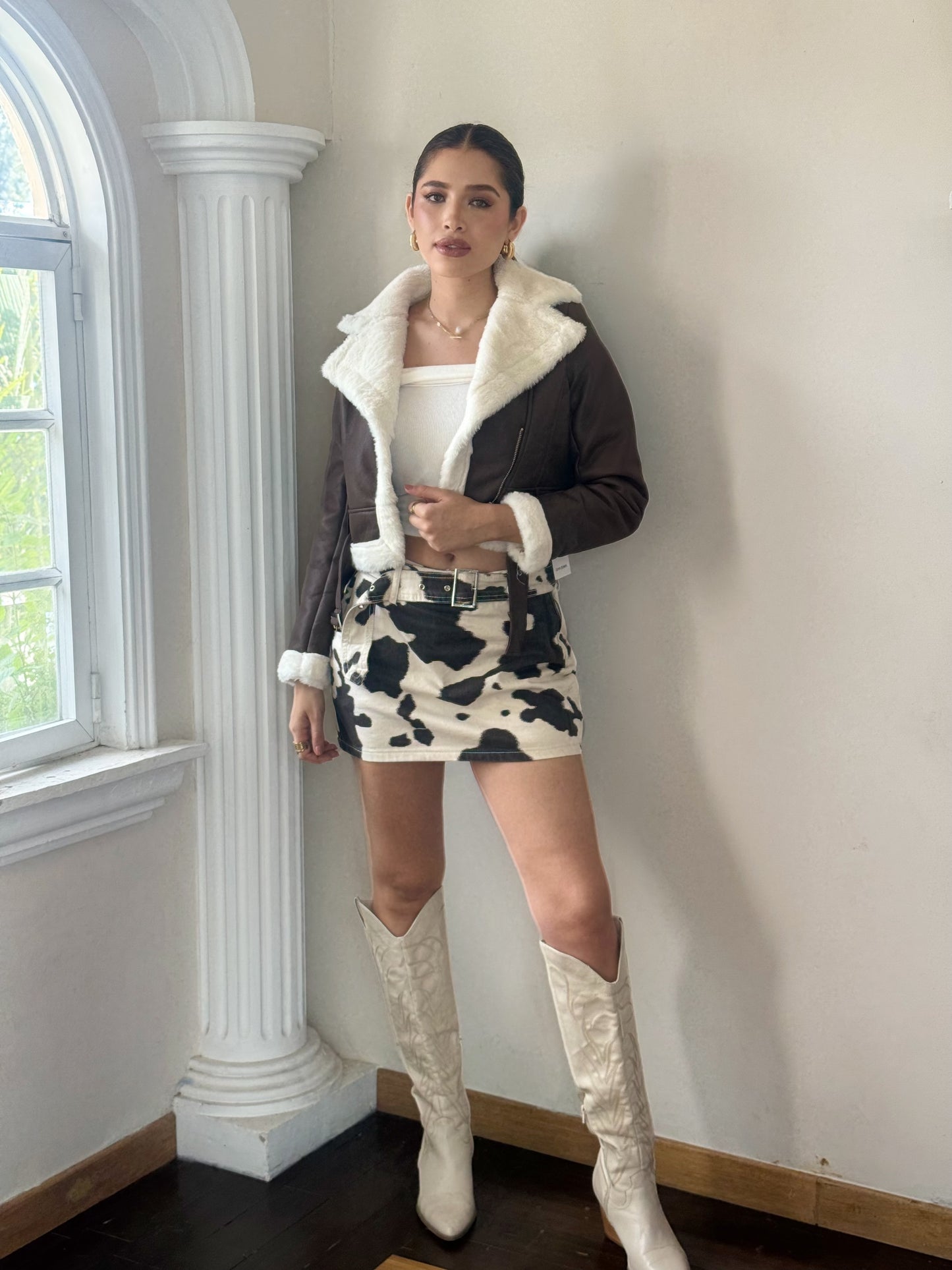 Falda short de vaca