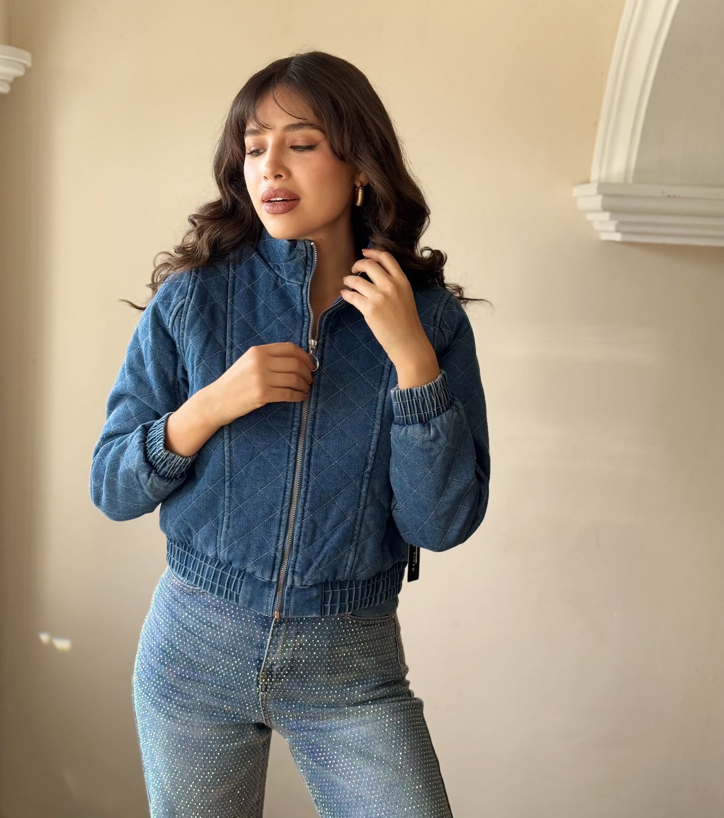 Chamarra capitonada de mezclilla