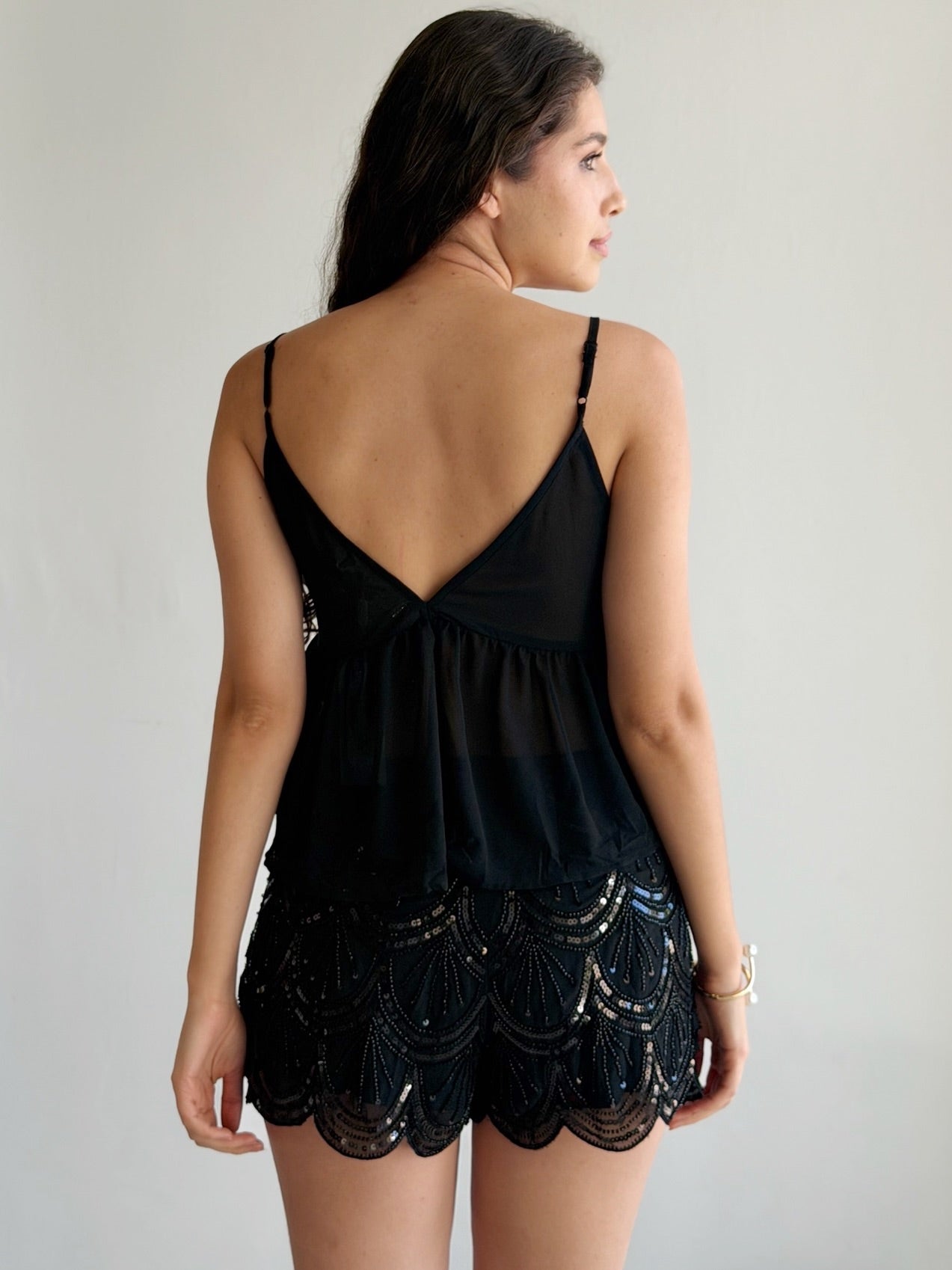 Conjunto de short Bordado con pedreria