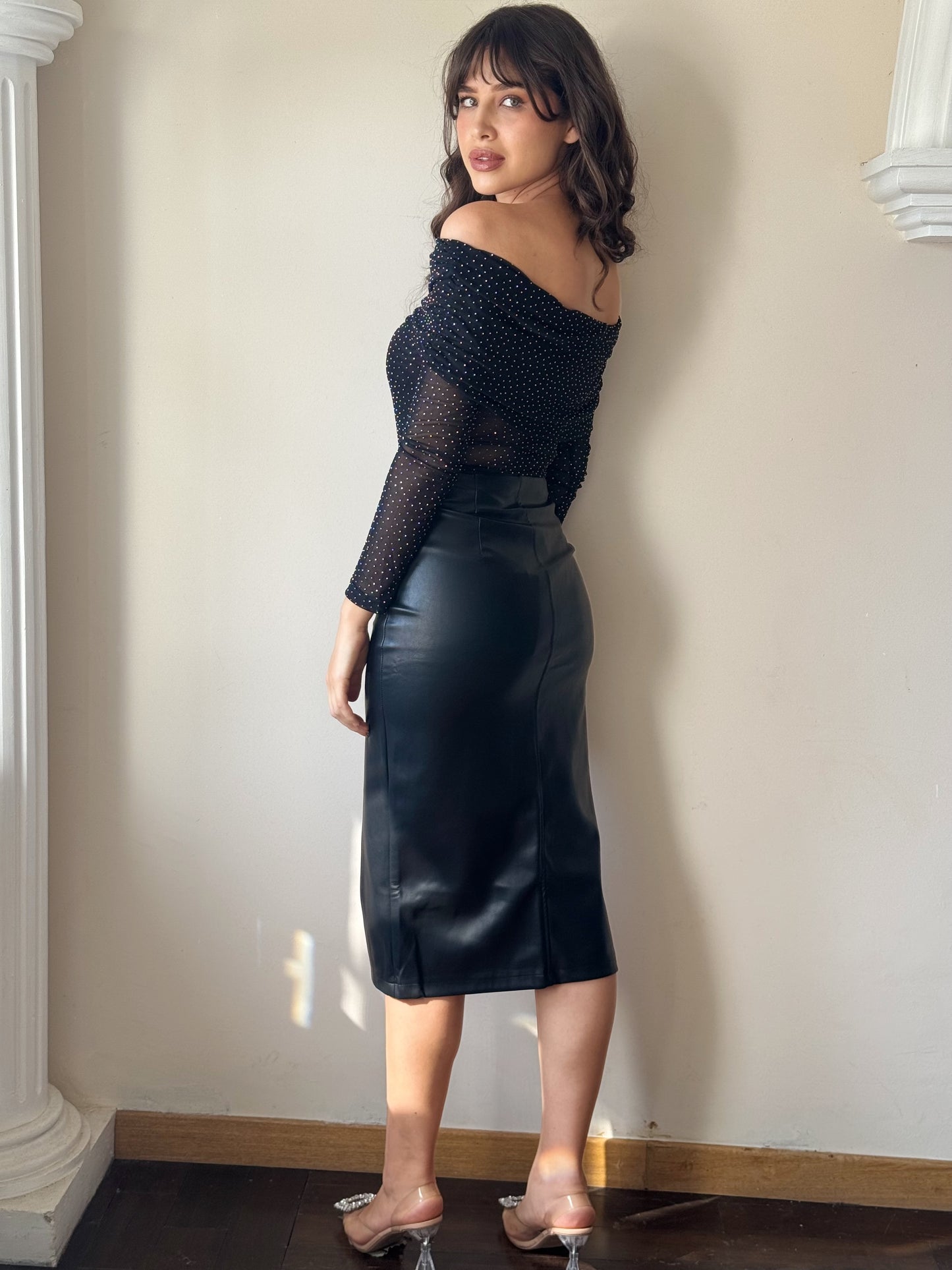 Maxi falda de vinipiel