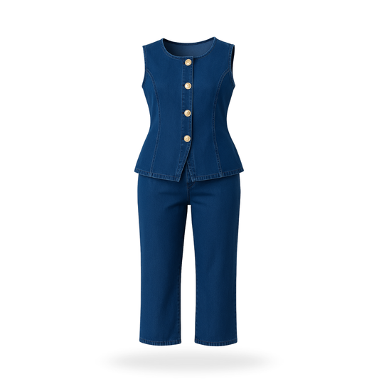 Conjunto de chaleco mezclilla