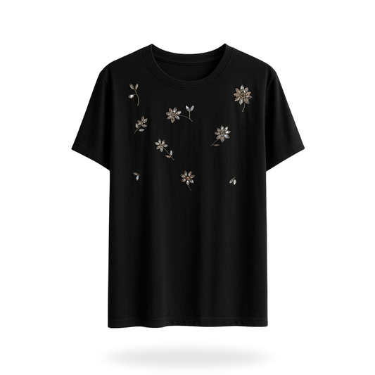 Playera manga corta aplicación