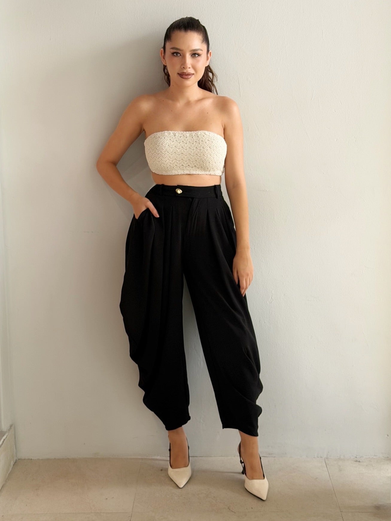 Pantalon Drapeado lino