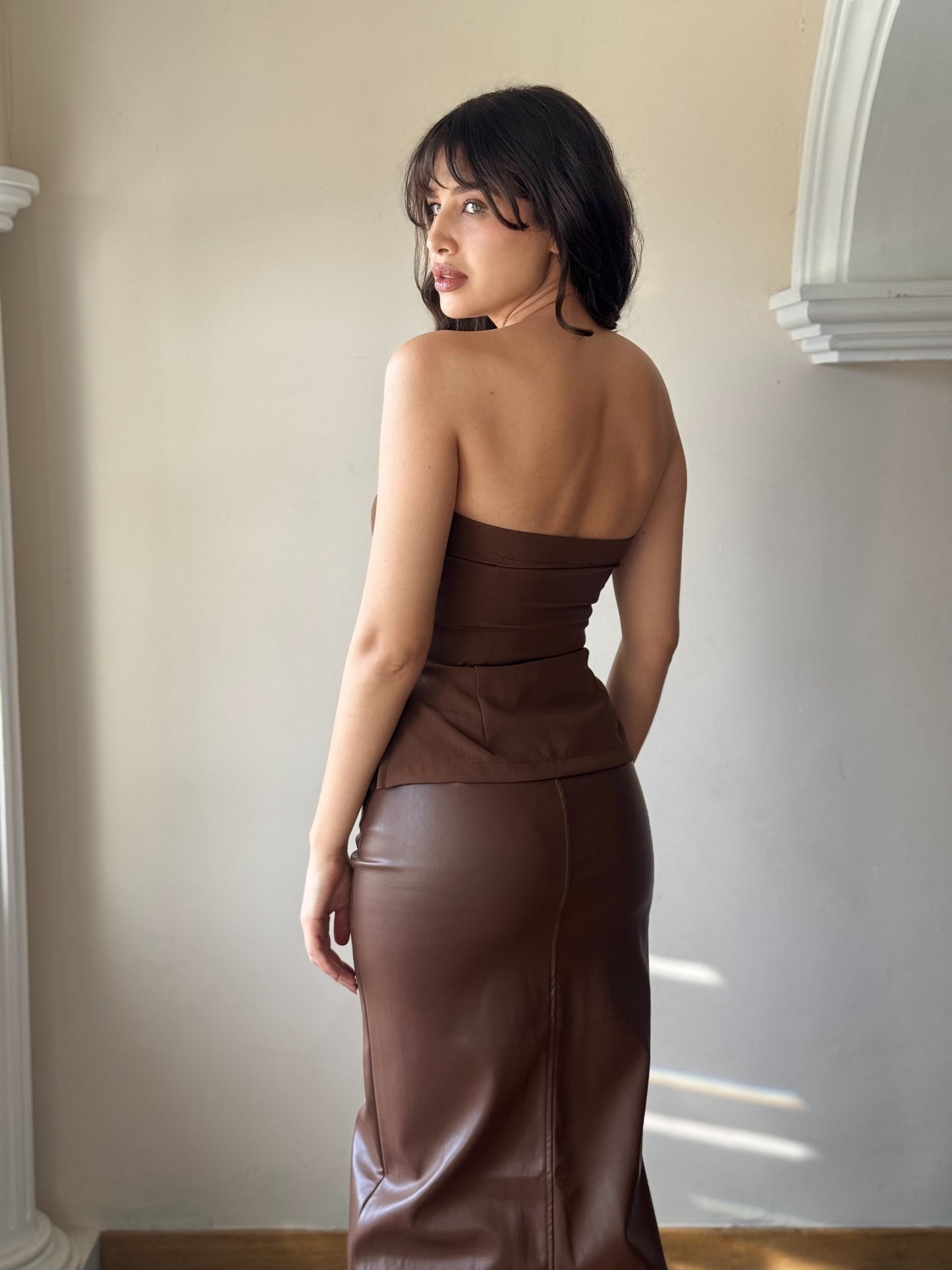 Blusa botones strapless