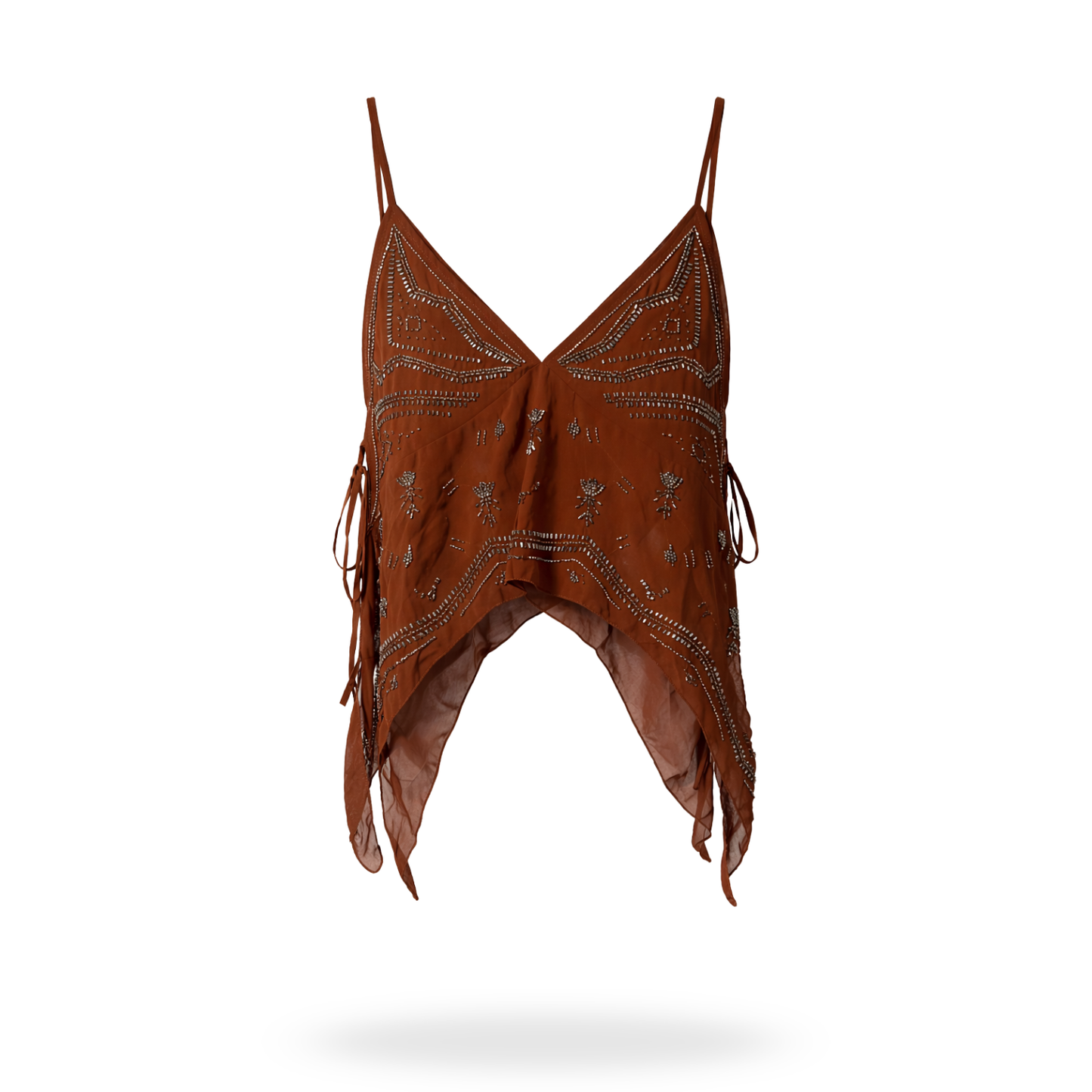 Blusa de tirantes asimétrica bordada